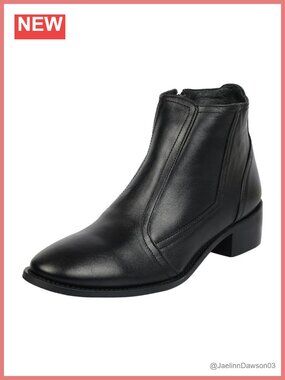 Genuine Leather Lace Up Zip Ankle Boots High Ankle Bootie